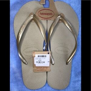 Havaianas beige with gold top
